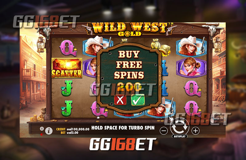 วิธีซื้อฟรีสปินภายในเกม wild west gold ซื้อฟรีสปิน 100 ซื้อง่าย ทำโบนัสได้มหาศาล ทดลองเล่นฟรีไม่ต้องฝาก แค่สมัครครั้งเดียว